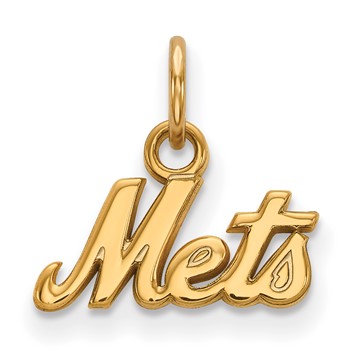 Sterling Silver Gold Plated Major League Baseball LogoArt New York Mets Script Extra Small Pendant