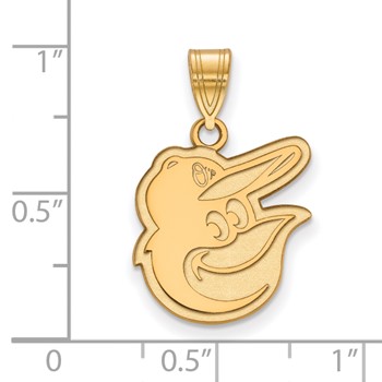 10k Gold Major League Baseball LogoArt Baltimore Orioles w/Baseball Cap Medium Pendant — alternate view