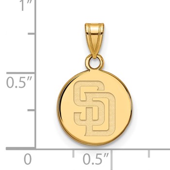 14k Gold Major League Baseball LogoArt San Diego Padres Letters S-D Small Disc Pendant — alternate view