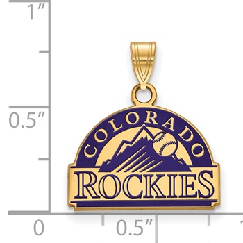 Sterling Silver Gold Plated Major League Baseball LogoArt Colorado Rockies Enamel Pendant — alternate view
