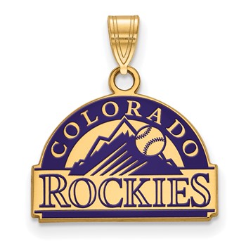 Sterling Silver Gold Plated Major League Baseball LogoArt Colorado Rockies Enamel Pendant