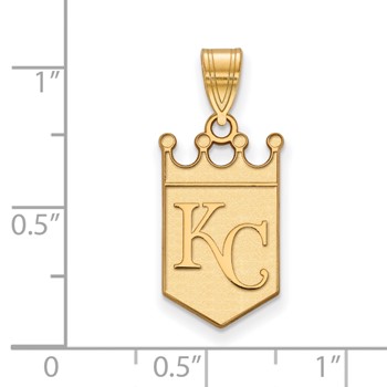 14k Gold Major League Baseball LogoArt Kansas City Royals K-C Crown Large Pendant — alternate view