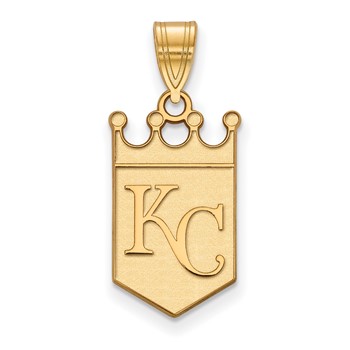 14k Gold Major League Baseball LogoArt Kansas City Royals K-C Crown Large Pendant