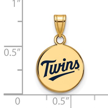 Sterling Silver Gold Plated Major League Baseball LogoArt Minnesota Twins Enamel Disc Pendant — alternate view