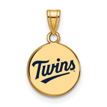Sterling Silver Gold Plated Major League Baseball LogoArt Minnesota Twins Enamel Disc Pendant