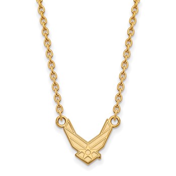 Sterling Silver Gold-plated LogoArt U.S. Air Force Small Pendant 18 inch Necklace