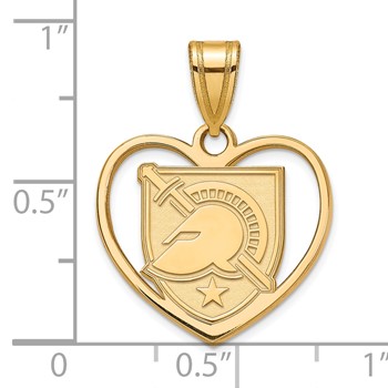 Sterling Silver Gold-plated LogoArt U.S. Military Academy Letter A Heart Pendant — alternate view