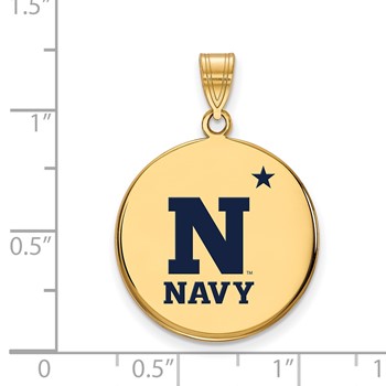 Sterling Silver Gold-plated LogoArt US Naval Academy Large Enameled Disc Pendant — alternate view