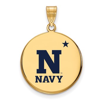 Sterling Silver Gold-plated LogoArt US Naval Academy Large Enameled Disc Pendant