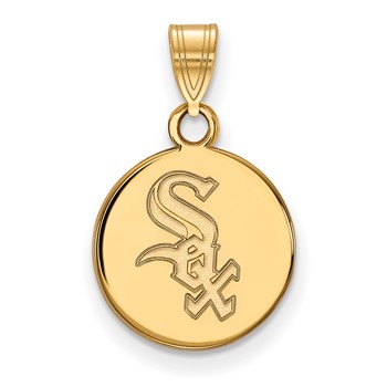 10k Gold Major League Baseball LogoArt Chicago White Sox Small Disc Pendant