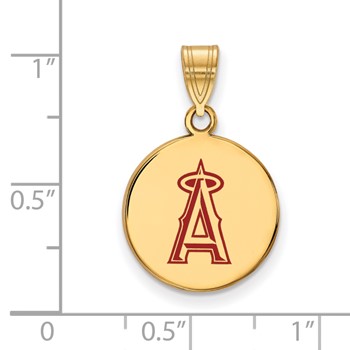 Sterling Silver Gold Plated Major League Baseball LogoArt Los Angeles Angels Enamel Disc Pendant — alternate view