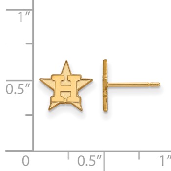 10k Gold Major League Baseball LogoArt Houston Astros Letter H Star Post Earrings — alternate view