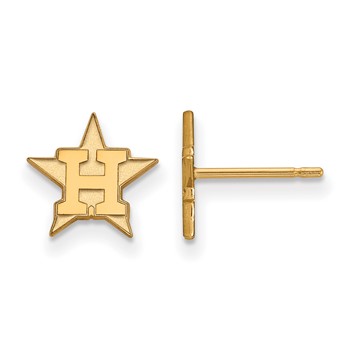 10k Gold Major League Baseball LogoArt Houston Astros Letter H Star Post Earrings
