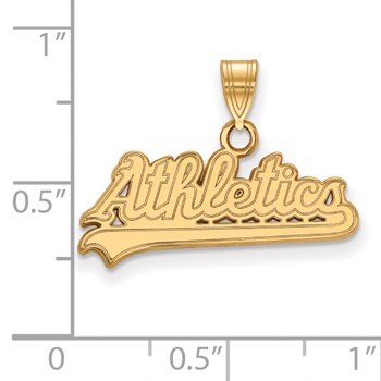 Sterling Silver Gold Plated Major League Baseball LogoArt Oakland Athletics Small Pendant — alternate view