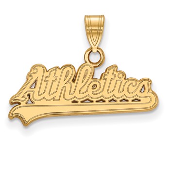Sterling Silver Gold Plated Major League Baseball LogoArt Oakland Athletics Small Pendant