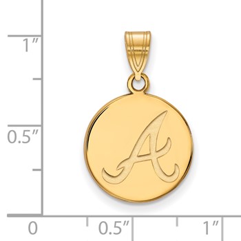 14k Gold Major League Baseball LogoArt Atlanta Braves Medium Disc Pendant — alternate view