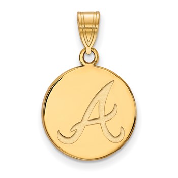 14k Gold Major League Baseball LogoArt Atlanta Braves Medium Disc Pendant