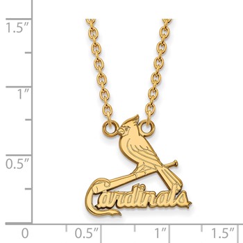 Sterling Silver Gold Plated Major League Baseball LogoArt St. Louis Cardinals Pendant Necklace — alternate view