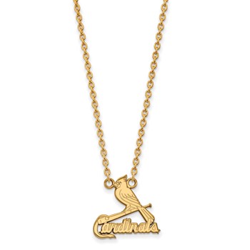 Sterling Silver Gold Plated Major League Baseball LogoArt St. Louis Cardinals Pendant Necklace