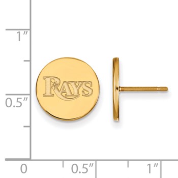 Sterling Silver Gold Plated Major League Baseball LogoArt Tampa Bay Rays Small Disc Earrings — alternate view