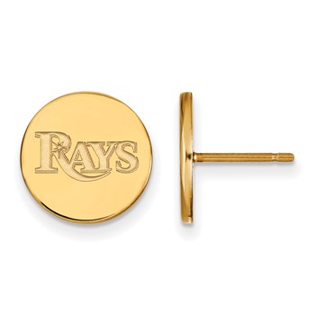 Sterling Silver Gold Plated Major League Baseball LogoArt Tampa Bay Rays Small Disc Earrings