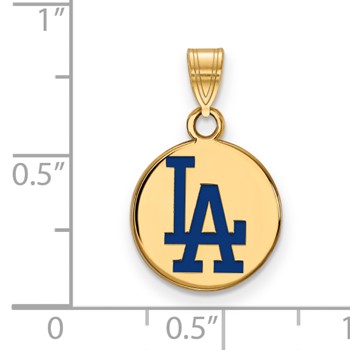 Sterling Silver Gold Plated Major League Baseball LogoArt Los Angeles Dodgers Enamel Pendant — alternate view