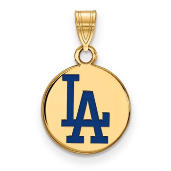Sterling Silver Gold Plated Major League Baseball LogoArt Los Angeles Dodgers Enamel Pendant