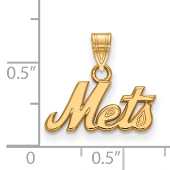 10k Gold Major League Baseball LogoArt New York Mets Script Small Pendant — alternate view