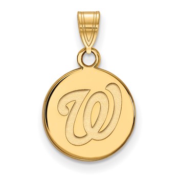 10k Gold Major League Baseball LogoArt Washington Nationals Letter W Small Disc Pendant