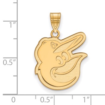 10k Gold Major League Baseball LogoArt Baltimore Orioles w/Baseball Cap Large Pendant — alternate view