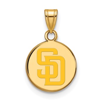 Sterling Silver Gold Plated Major League Baseball LogoArt San Diego Padres Enamel Disc Pendant