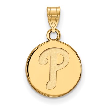 10k Gold Major League Baseball LogoArt Philadelphia Phillies Letter P Small Disc Pendant