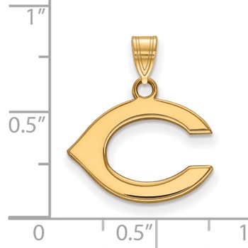 Sterling Silver Gold Plated Major League Baseball LogoArt Cincinnati Reds Letter C Pendant — alternate view