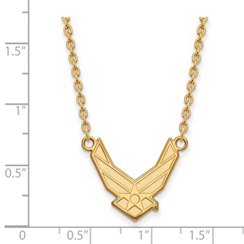 Sterling Silver Gold-plated LogoArt U.S. Air Force Large Pendant 18 inch Necklace — alternate view