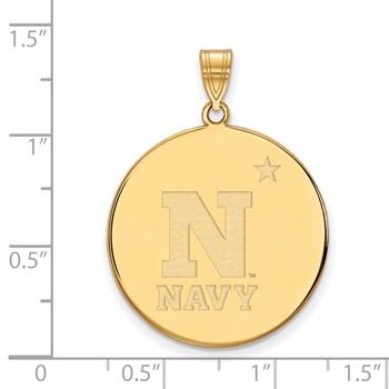 Sterling Silver Gold-plated LogoArt US Naval Academy Extra Large Disc Pendant — alternate view