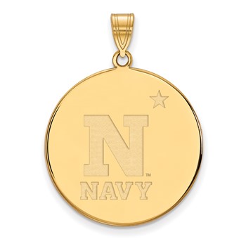 Sterling Silver Gold-plated LogoArt US Naval Academy Extra Large Disc Pendant