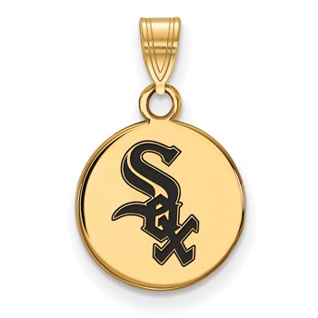 Sterling Silver Gold Plated Major League Baseball LogoArt Chicago White Sox Enamel Pendant