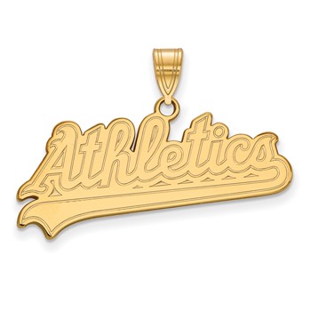 Sterling Silver Gold Plated Major League Baseball LogoArt Oakland Athletics Large Pendant