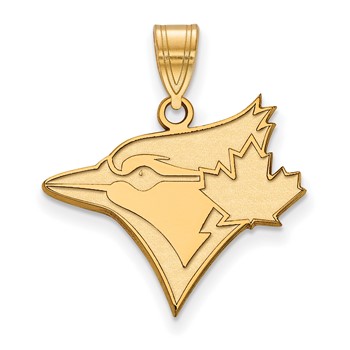 10k Gold Major League Baseball LogoArt Toronto Blue Jays Bird and Leaf Large Pendant