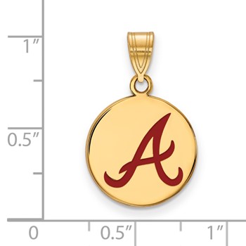 Sterling Silver Gold Plated Major League Baseball LogoArt Atlanta Braves Enameled Pendant — alternate view