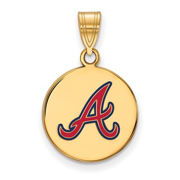 Sterling Silver Gold Plated Major League Baseball LogoArt Atlanta Braves Enameled Pendant
