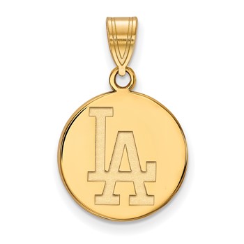 10k Gold Major League Baseball LogoArt Los Angeles Dodgers Medium Disc Pendant