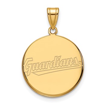 10k Gold Major League Baseball LogoArt Cleveland Guardians Large Disc Pendant