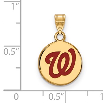 Sterling Silver Gold Plated Major League Baseball LogoArt Washington Nationals Enamel Pendant — alternate view