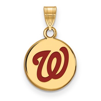 Sterling Silver Gold Plated Major League Baseball LogoArt Washington Nationals Enamel Pendant