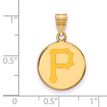 Sterling Silver Gold Plated Major League Baseball LogoArt Pittsburgh Pirates P Enamel Pendant — alternate view