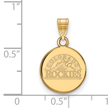 Sterling Silver Gold Plated Major League Baseball LogoArt Colorado Rockies Small Disc Pendant — alternate view