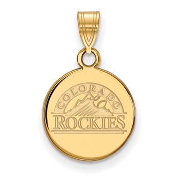 Sterling Silver Gold Plated Major League Baseball LogoArt Colorado Rockies Small Disc Pendant