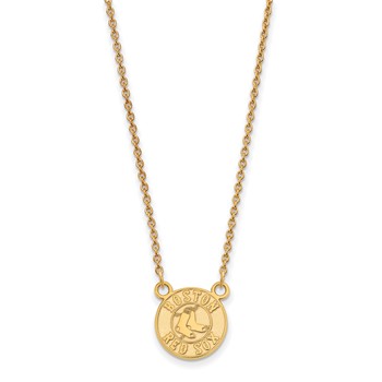 10k Gold Major League Baseball LogoArt Boston Red Sox Small Pendant Necklace