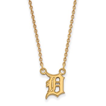 Sterling Silver Gold Plated Major League Baseball LogoArt Detroit Tigers D Pendant Necklace